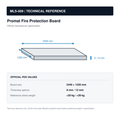 MLS-009 Promat Fire Protection Board technical reference
